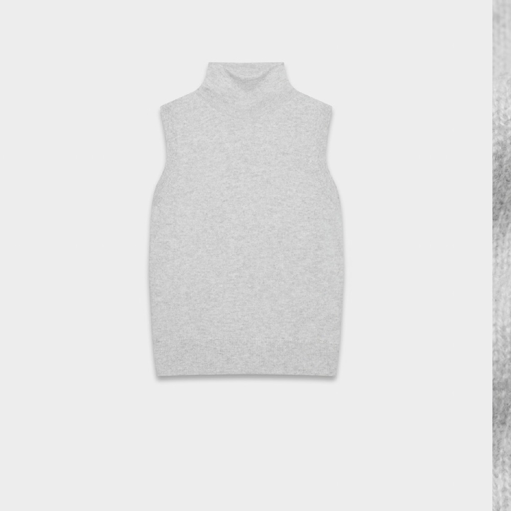 Aritzia Heather Chrome Sleeveless Feather Cashmere Turtleneck (NWOT)